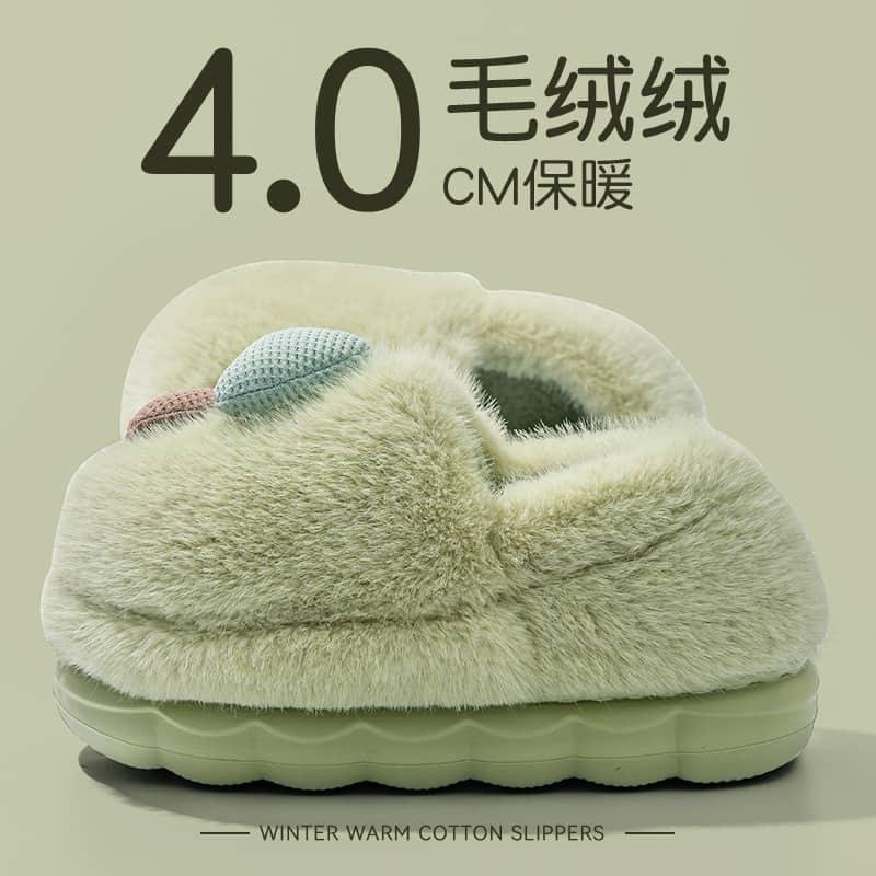 Women's Autumn and Winter 2025 New Indoor Home Furry Fleece-Lined Warm Anti-Slip Cotton Slippers for Women