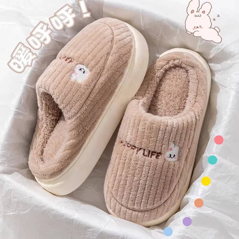 2025 Cotton Slippers with Color Bottom, Stain-Resistant, Soft and Wear-Resistant, Winter Indoor Home Comfort, Warm and Non-Slip Cotton Slippers