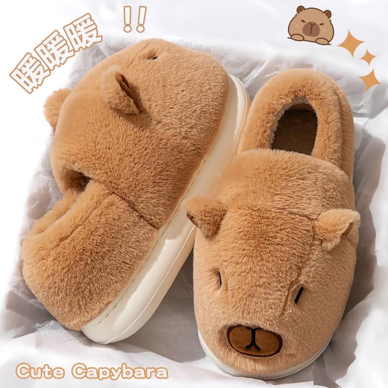 Non-Slip Heel-Covering Maternity Cotton Slippers 2025 New Autumn and Winter Cute Women's Capybara Non-Slip Warm Cotton Shoes
