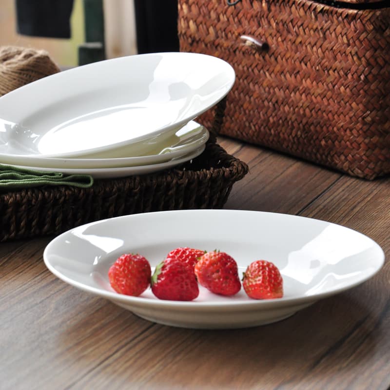 Bone China Dish, Household Ceramic Plate, White Soup Plate, Creative Nordic Simple Tableware, Breakfast Pasta Plate