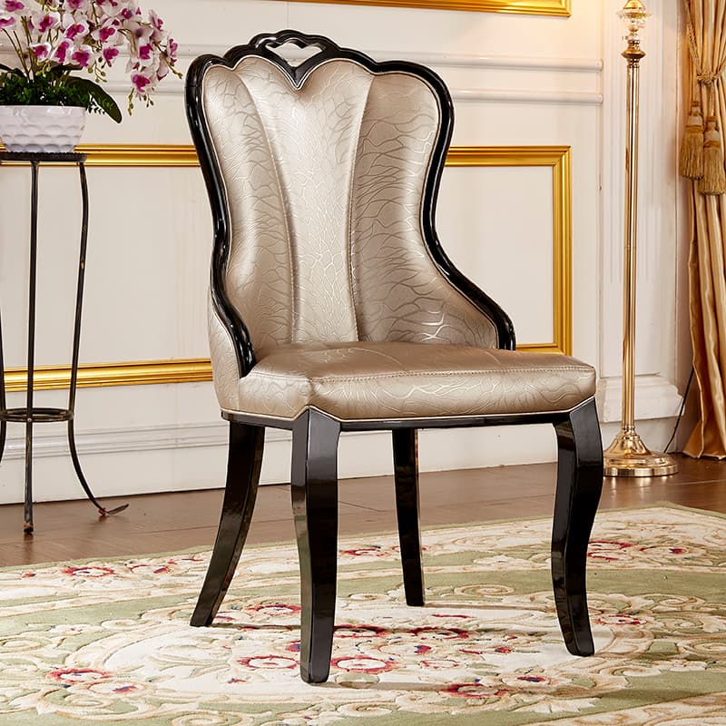 European Style Dining Chair White Simple Post-Modern Restaurant Fashion Soft Bag Hotel Leisure Chair Korean Pu Leather Solid Wood Chair