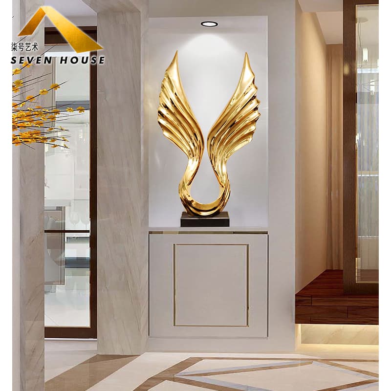 Resin Sculpture Ornaments for the Living Room, Wings, Hotel Model Room, Living Room, Wealth-Attracting Entrance Art, Light Luxury Soft Furnishings