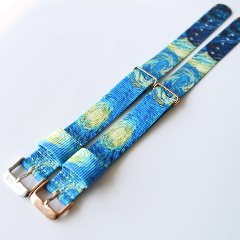 Original Van Gogh Retro British Style Suitable for Dw Nylon Watch Strap 18/20mm Men'S/Women's Canvas Night Sky Nylon Strap