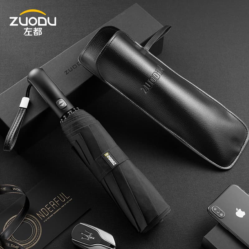 Zuodu Fully Automatic Storm-Resistant Umbrella for Men and Women, Enlarged, Thickened, Reinforced, Business Folding, Portable, Dual-Use for Sun and Rain
