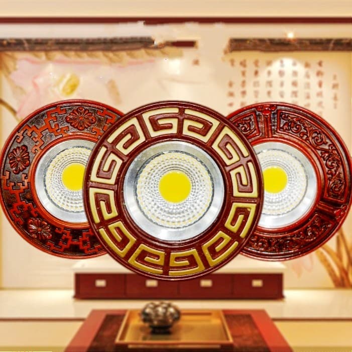 New Chinese-Style Ceiling Light Led Spotlight Recessed Downlight Living Room Ceiling Hole Light 3W Bull's Eye Light Cob Classical