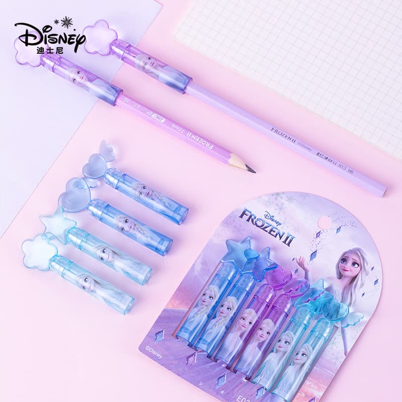 Disney Cartoon Girl Pencil Cap Elementary School Student Elsa Pencil Case Girly Frozen Children's Hole Pencil Pencil Tip Cap Protective Cover