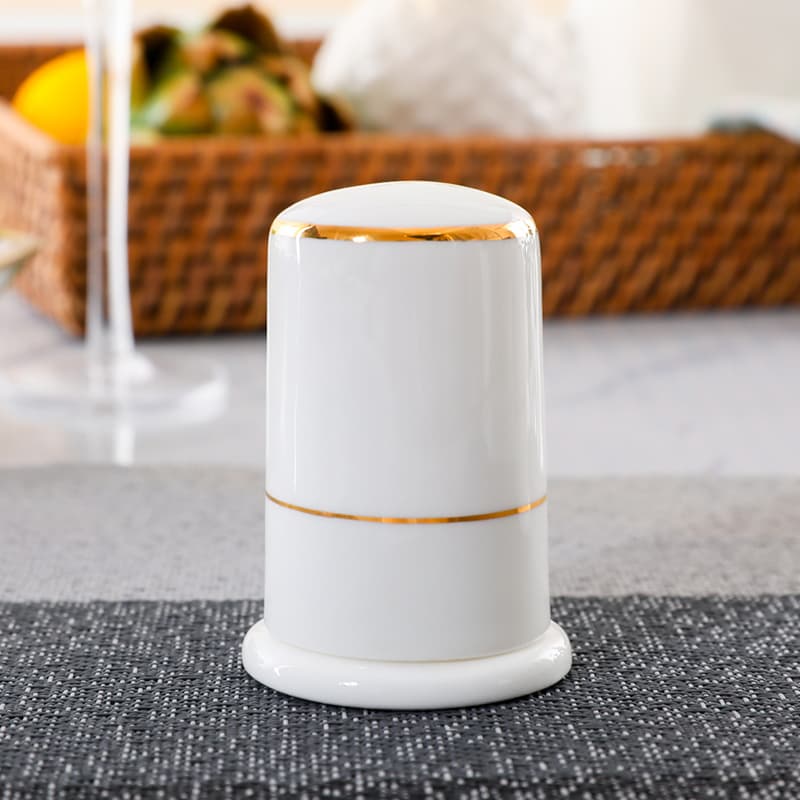 Bone China Toothpick Holder with Gold Rim, Hotel Restaurant Ceramic Toothpick Jar Box with Lid, Simple, Stylish and Creative