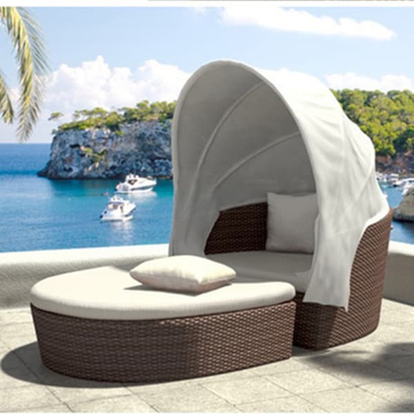 Vacation Beach Bed Rattan Bed Terrace Sun Bed Outdoor Leisure Bed Sofa Outdoor Courtyard Balcony Lounge Chair