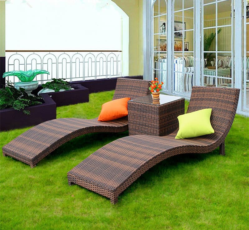 Outdoor Beach Lounge Bed, Balcony Garden Leisure Rattan Lounge Bed, Hotel Villa Swimming Pool Sunbed Nap Bed
