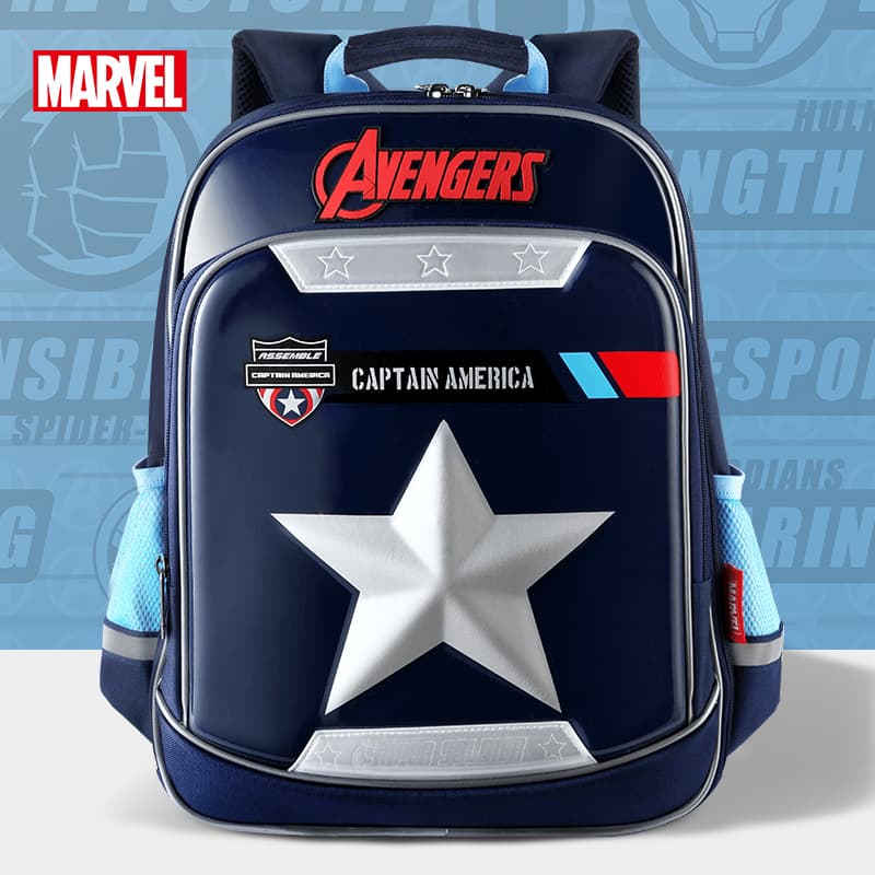 Disney School Bag for Boys in Grades 1-3, New Captain America Design, Large Capacity Backpack for Children Aged 6-8-10, Boys' Backpack for Grades Three to Six