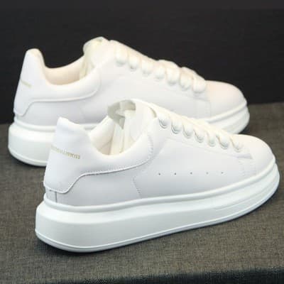 Summer Men's Shoes, White Sneakers, Korean Style Trendy Height-Increasing White Sneakers, Breathable Versatile Casual Sports Shoes for Men