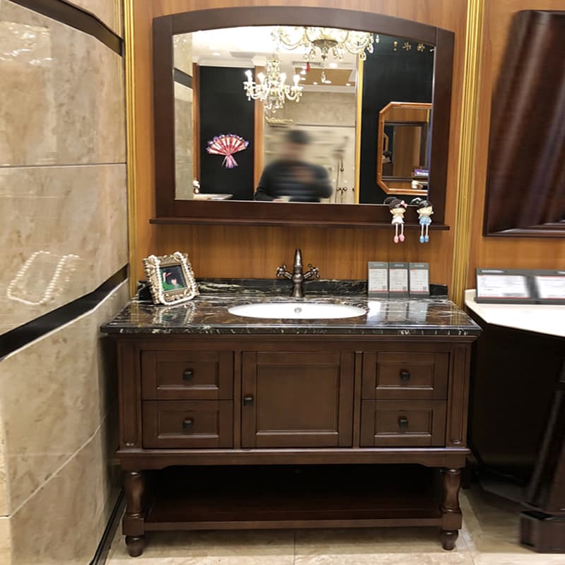 American-Style Minimalist Bathroom Cabinet Set, Oak European-Style Bathroom Cabinet, Floor-Standing Washbasin, Integrated Washstand