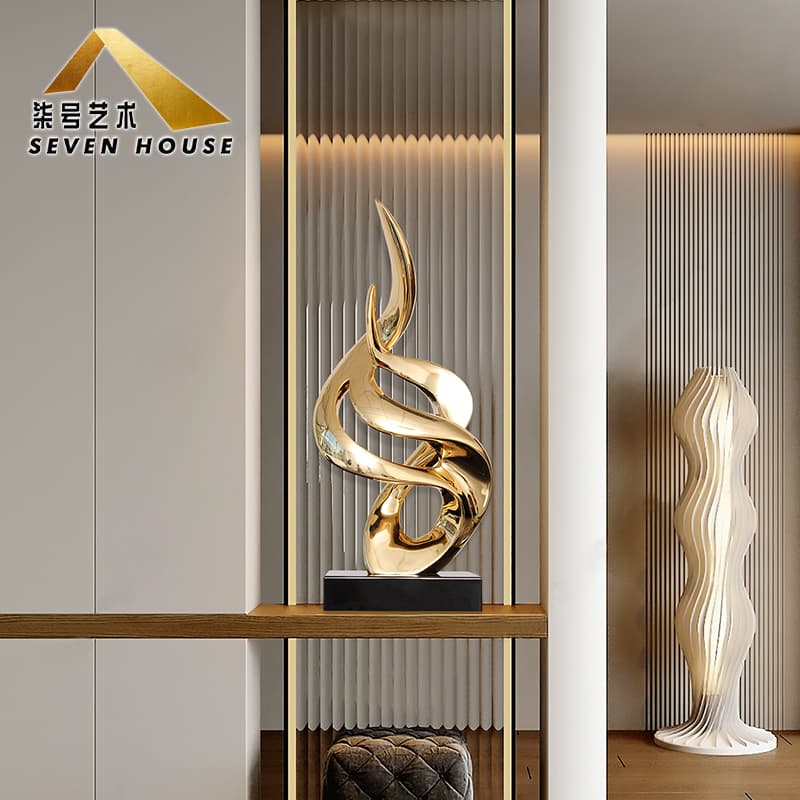 Modern Living Room Abstract Sculpture Ornaments to Attract Wealth, Hotel Lobby Model Room Entrance Decoration, Large Floor-Standing Artwork