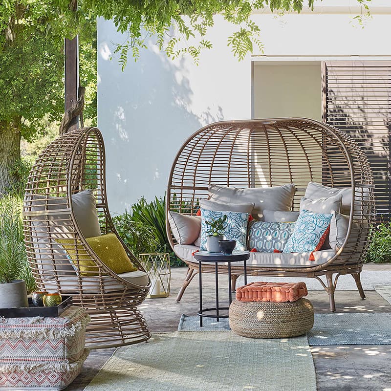 Three-piece Rattan Chair Backrest Outdoor Table and Chair Photography Sofa Courtyard Rattan Art Bed Combination Furniture Garden Swing Bird's Nest