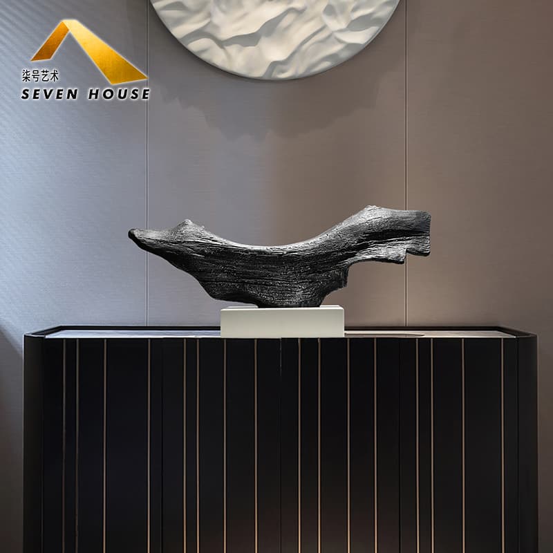 New Chinese-Style Entrance Hall Decorative Ornaments, Resin Sculptures, Model Room Abstract Lingbi Stone Creative Art Decorations