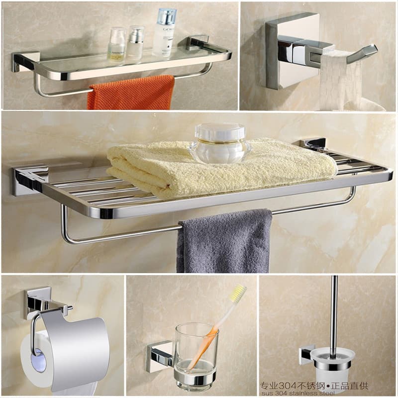 304 Stainless Steel Towel Rack Single Pole Bath Towel Storage Rack Paper Towel Pendant Bathroom Storage Rack Hardware Punching