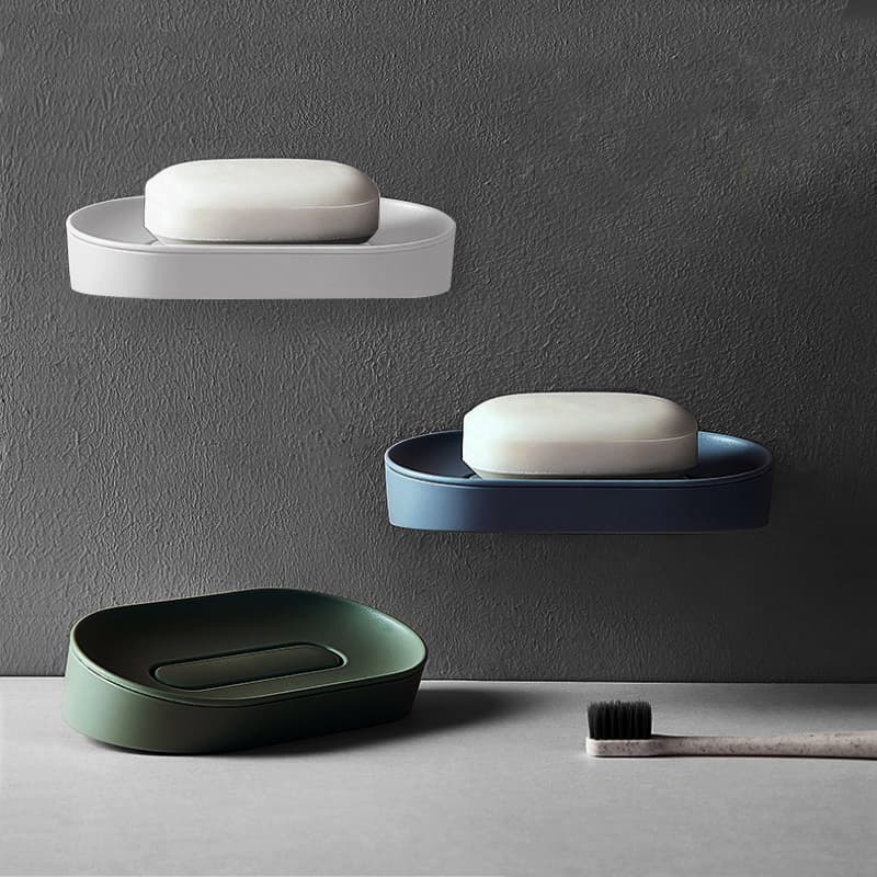 No-Drill Suction Cup Wall-Mounted Creative Double-Layer Household Bathroom Soap Dish with Drainage