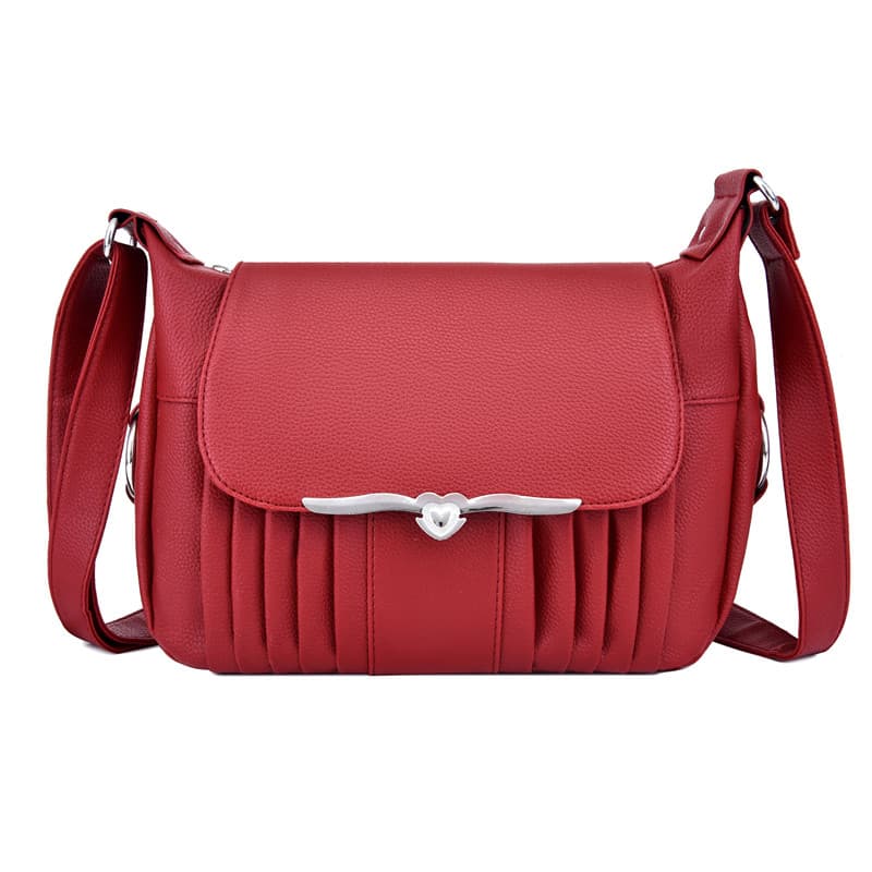 2024 New Casual Middle-Aged Women's Bag Crossbody Bag Middle-Aged Mom Bag Simple Crossbody Bag Pleated Women's Bag