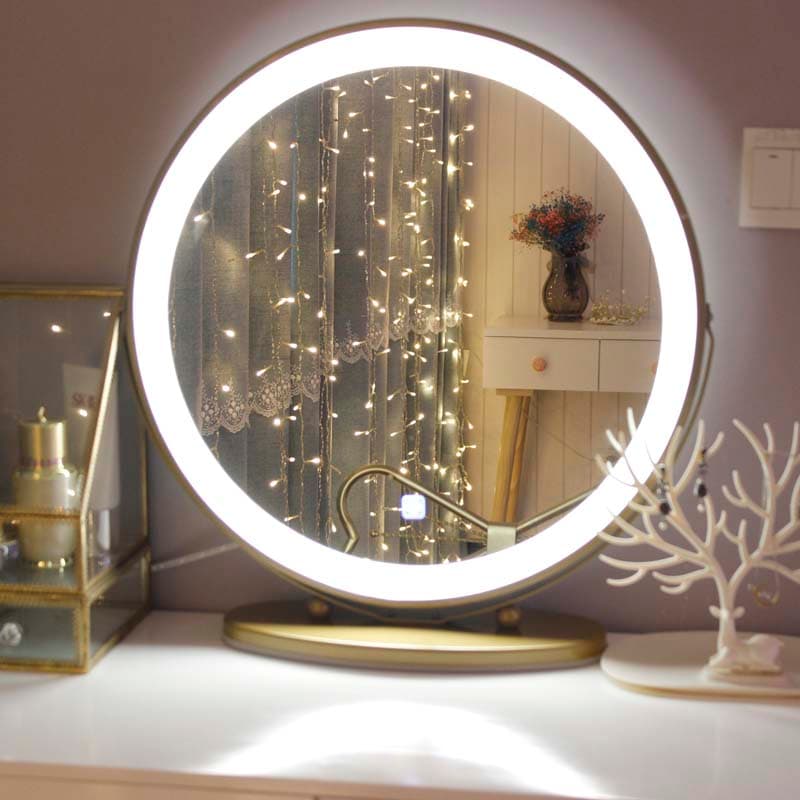 Makeup Mirror with Led Light, Tabletop Vanity Mirror, Large Internet-Famous Mirror, Beauty Mirror with Light, ins Style Lighting