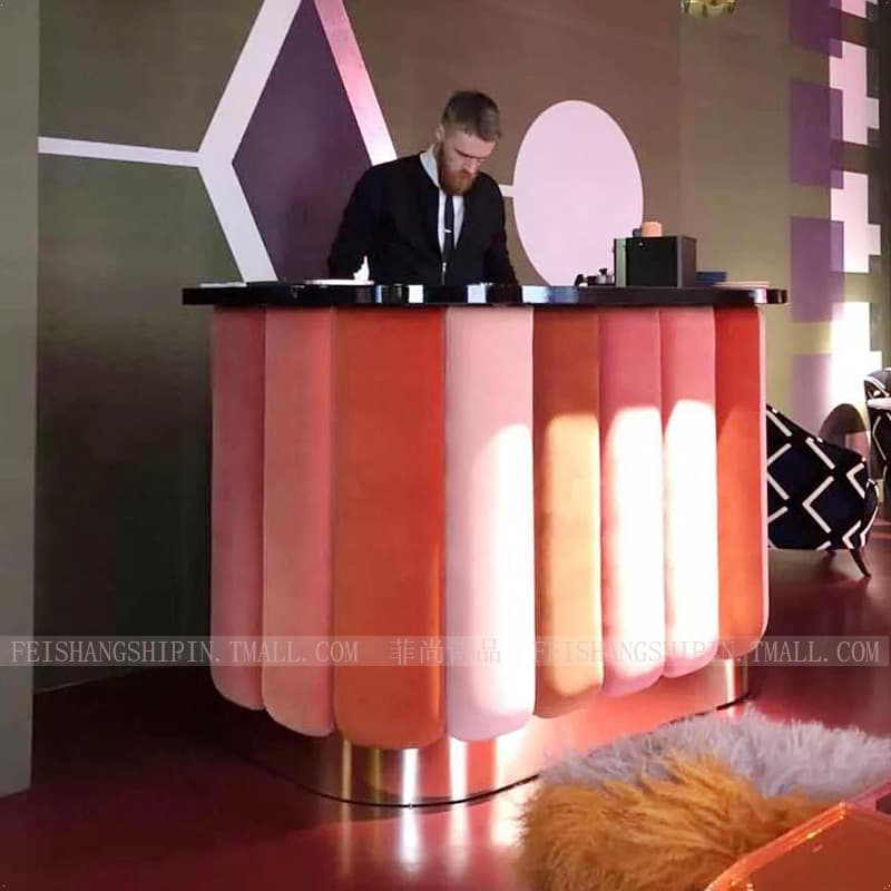 Italian Minimalist Bar Counter, Gold-Plated Decorative Table, Fabric Bar Table, New Breakfast Table, Negotiation Table, Custom-Made