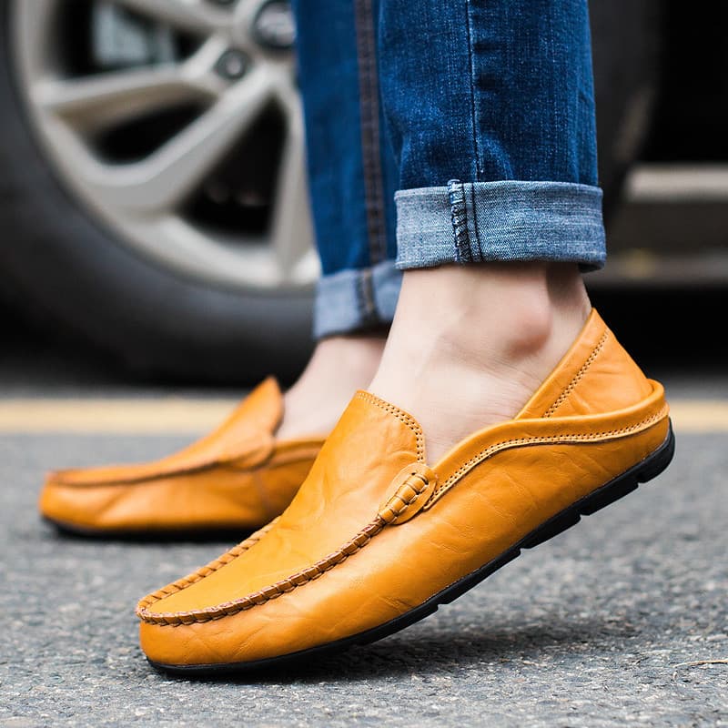 Men's Loafers 2025 Spring New Soft-Soled Korean Style Genuine Leather Breathable Trendy Slip-On Casual Leather Shoes