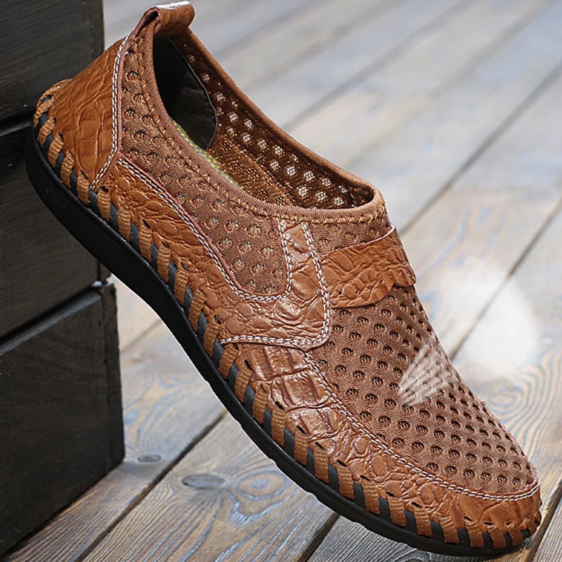 Summer Hollow-Out Full-Foot Driving Sandals for Men, Summer Beach Clogs, Breathable Lazy Casual Mesh Dad Shoes