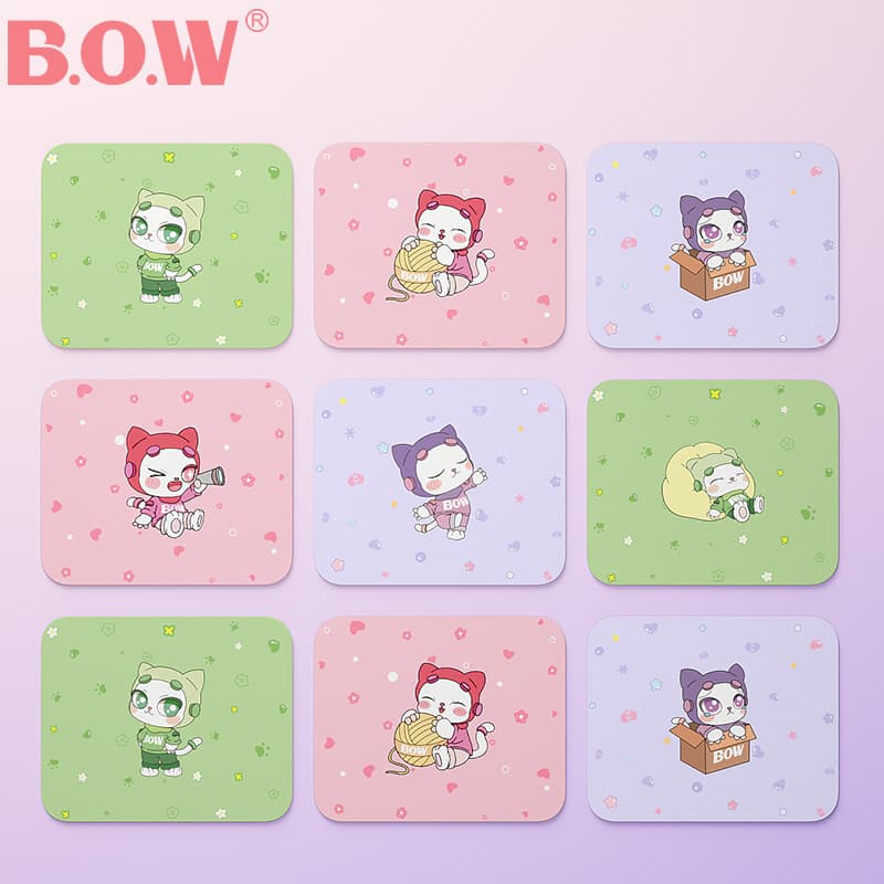 Bow Hangshi Mouse Pad for Girls, Small Size, Cute Pet Design, Office Notebook, ins Style, Creative, Non-Slip