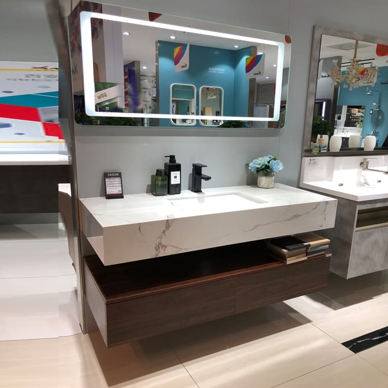 Modern Minimalist Bathroom Cabinet Solid Wood Toilet Washing Table Marble Scandinavian Washing Table Wash Cabinet Combination