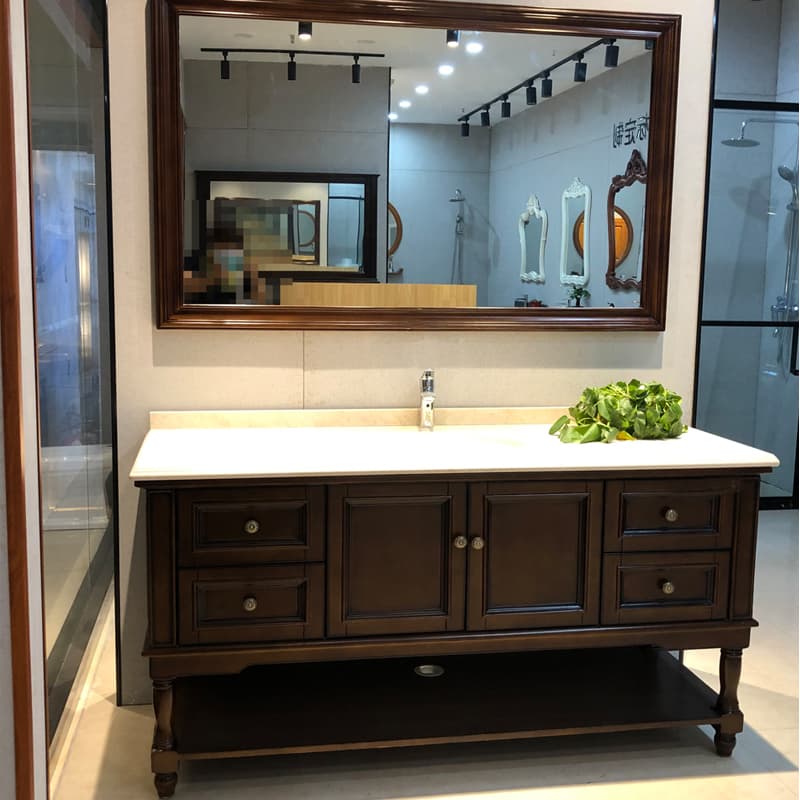 Accessible Luxury Minimalist Bathroom Cabinet Combination Toilet Solid Wood Floor-Standing Bathroom Cabinet American Style Sink Face Wash Basin Cabinet