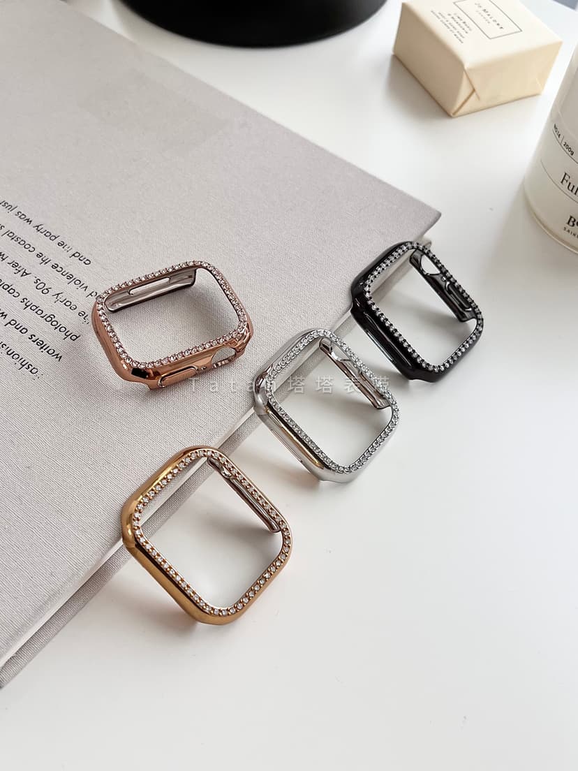 Fine Diamond Half-Cover iWatch Watch Protective Case Anti-Drop Protective Cover Suitable for S10Applewatch789 Generation Hard Pc