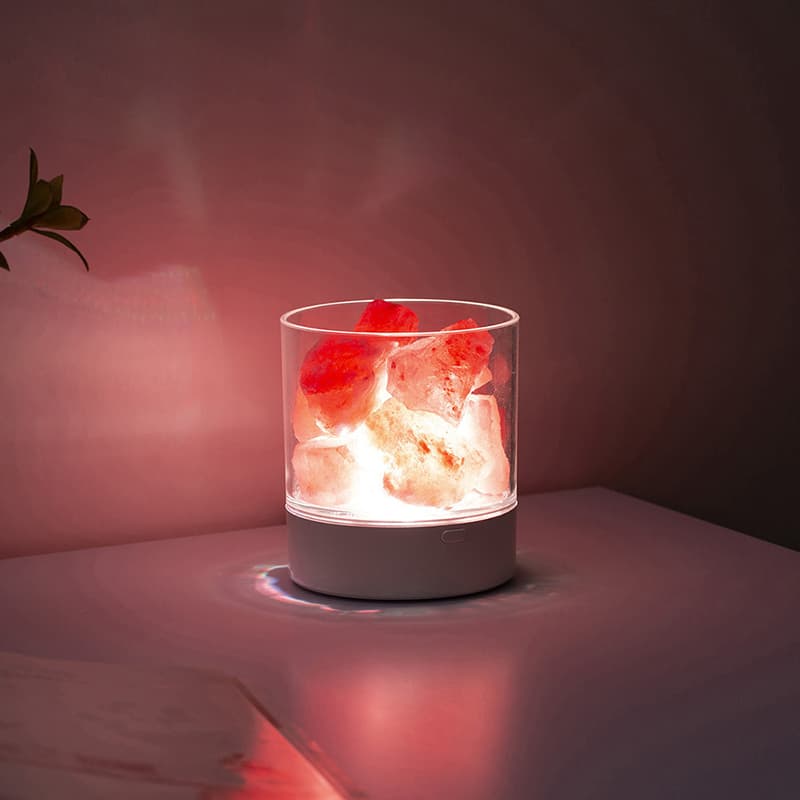 Salt Lamp Fire Goblet crystal salt lamp led wireless charging night light movable bedroom sleep usb bedside lamp