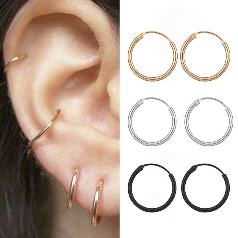Small Round Metal Earrings for Women