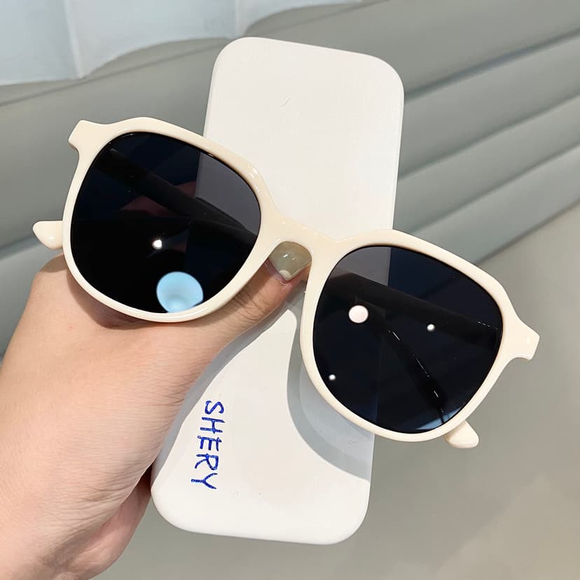2024 New Retro Square Simple Large-Frame Sunglasses for Women, Popular on Social Media, Suitable for Round Faces, Street Style, Slimming, Uv Protection Sunglasses