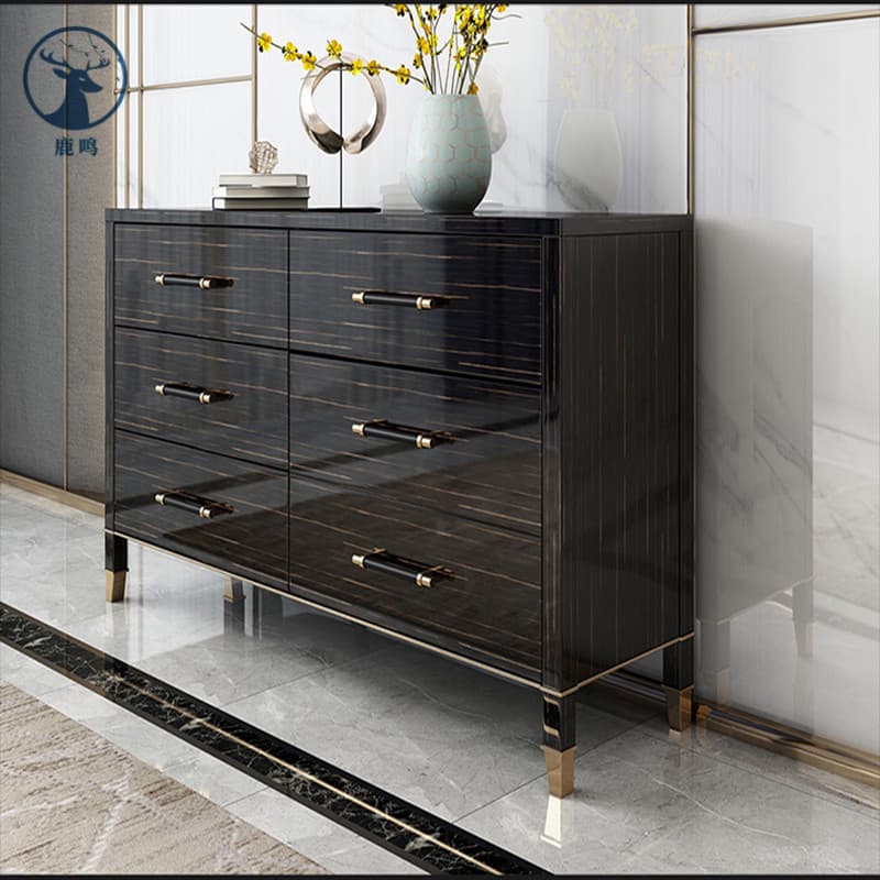 Post-modern Accessible Luxury Five-drawer Cabinet Six-drawer Cabinet Bedroom Storage Cabinet Living Room Storage Cabinet Bright Italian-style Solid Wood Furniture