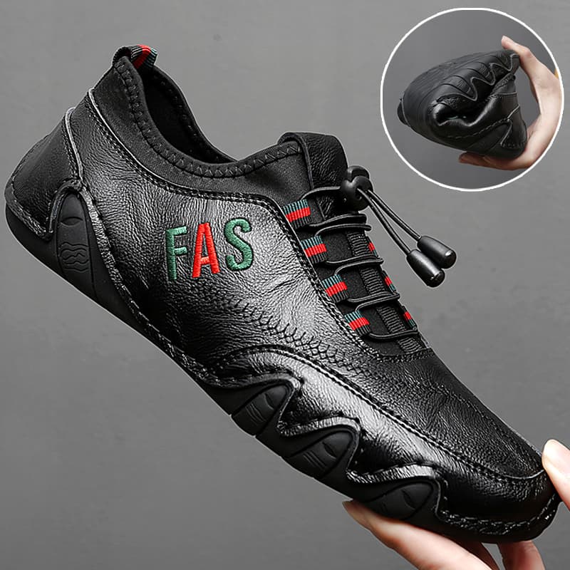 2025 New Spring Breathable Soft-Soled Men's Shoes, Men's Business Casual Trendy Leather Shoes, Genuine Leather Fleece-Lined Loafers for Men