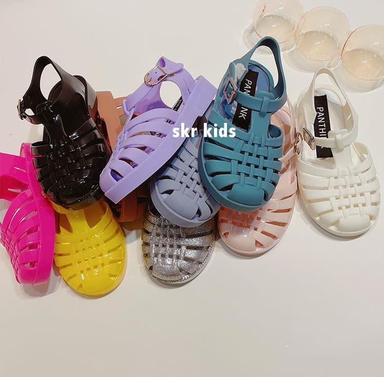 Korean Style Kidsren's Candy-Colored Sandals Igor Summer New Jelly Shoes for Boys and Girls Cut Out Toe Roman Shoes Flats