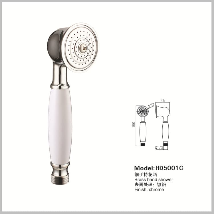 Classical Handheld Shower, All-Copper Portable Shower, Antique-Style New Chinese Ceramic Handle Bathroom Shower, Household Bathing Nozzle