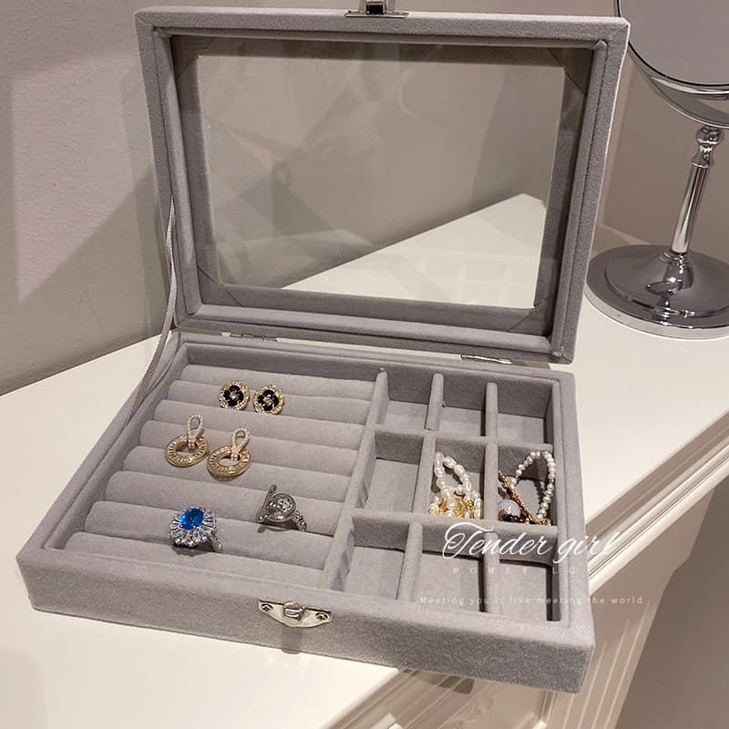 Transparent Glass Earring Bracelet Necklace Storage Box Jewelry Box Bracelet Box Earring Box Packaging Box Jewelry Box for Women