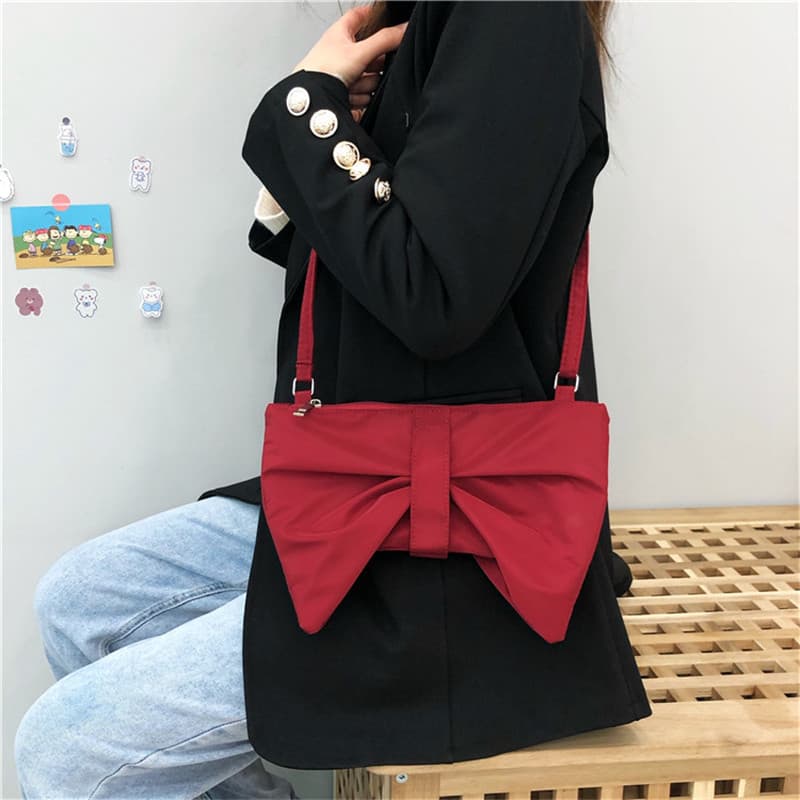 Original Niche Personality Cute Bow Tote Bag Large Capacity Crossbody Bag Single Shoulder Cloth Bag Women's Canvas Bag with Style
