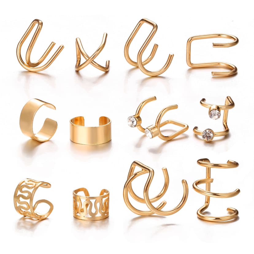 12Pcs Set Earrings Women Ear Clip Set C-Shaped Letter Non-Pierced Ear Clips 12-Piece Set 52999