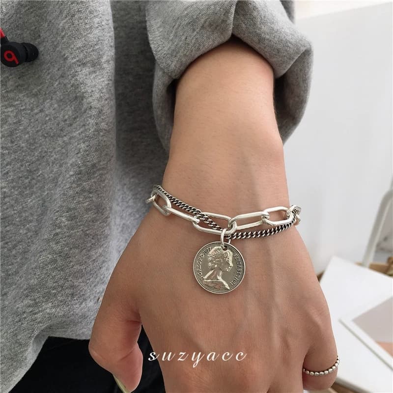 bracelet women 53017 double layer otbuckle figure round pendant bracelet Retro chain bracelet
