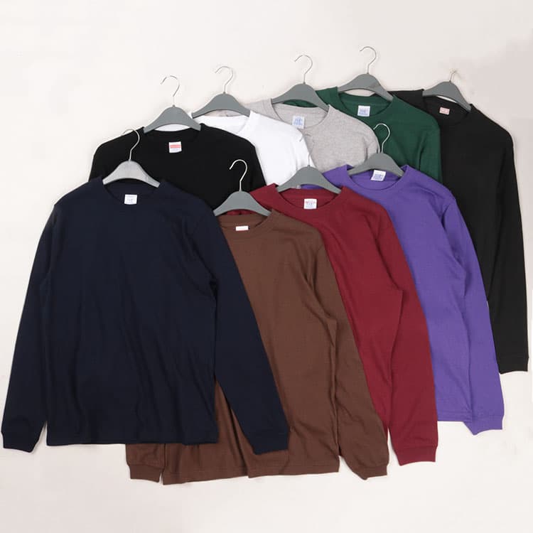 Heavyweight Pure Cotton T-Shirt for Men! Long-Sleeve T-Shirt, Solid Color, Loose Fit, Casual Men's White Base Shirt, Trendy Men's Clothing