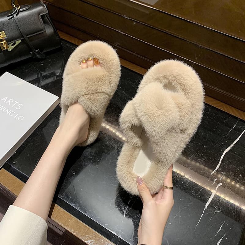 Mao Mao cotton slippers women's Outwear 2025 Spring & Fall winter New arrival Fleece-lined cute home indoor Stuffed shoes