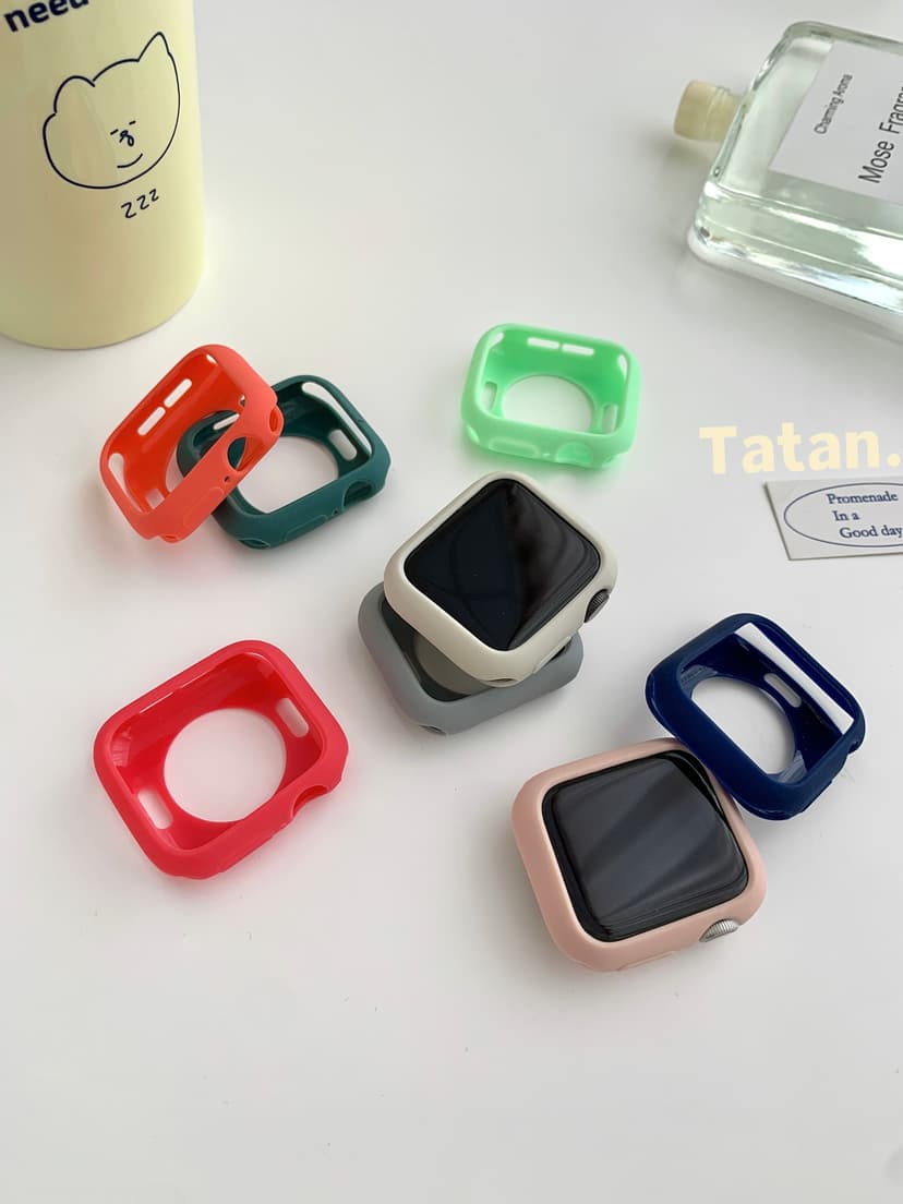 Tatan Silicone Candy-Colored Watch Case Anti-Fall Cover Suitable for Applewatch654321Se Protective Case