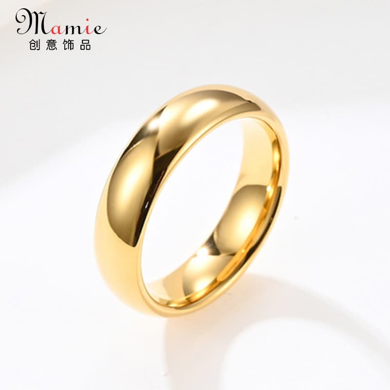 Casual and Stylish Wide Plain 4mm Plain Ring for Men and Women, Titanium Steel 18K Gold Non-Fading Personalized Trendy Ring
