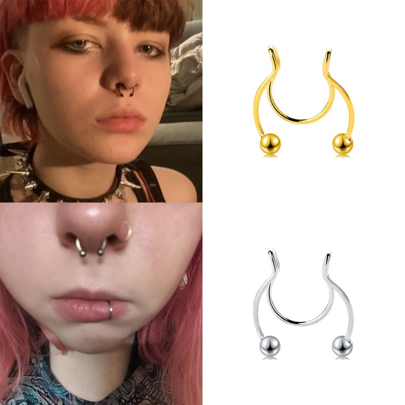 Nose Ring, Septum Nose Ring, Fake Horseshoe Ring, No Piercing Required, Fake Nose Ring, Antler Nose Stud, Piercing Jewelry