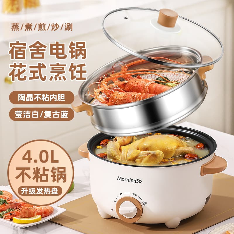Electric Cooking Pot Multifunctional Household All-In-One Electric Hot Pot Dormitory Student Dormitory Noodle Cooker Small Electric Pot Electric Stir-Fry Pan