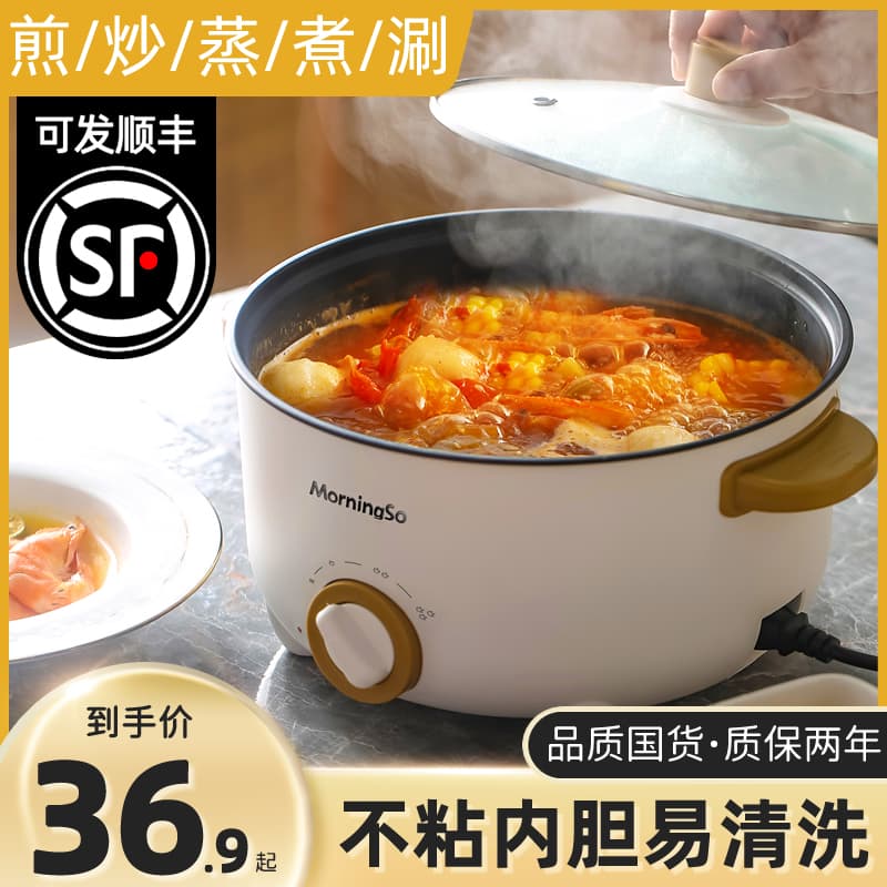 Electric Cooking Pot for Dormitory Students, Household Small Electric Pot, Multifunctional Electric Frying Pan, Integrated Cooking Pot for Noodles, Electric Hot Pot
