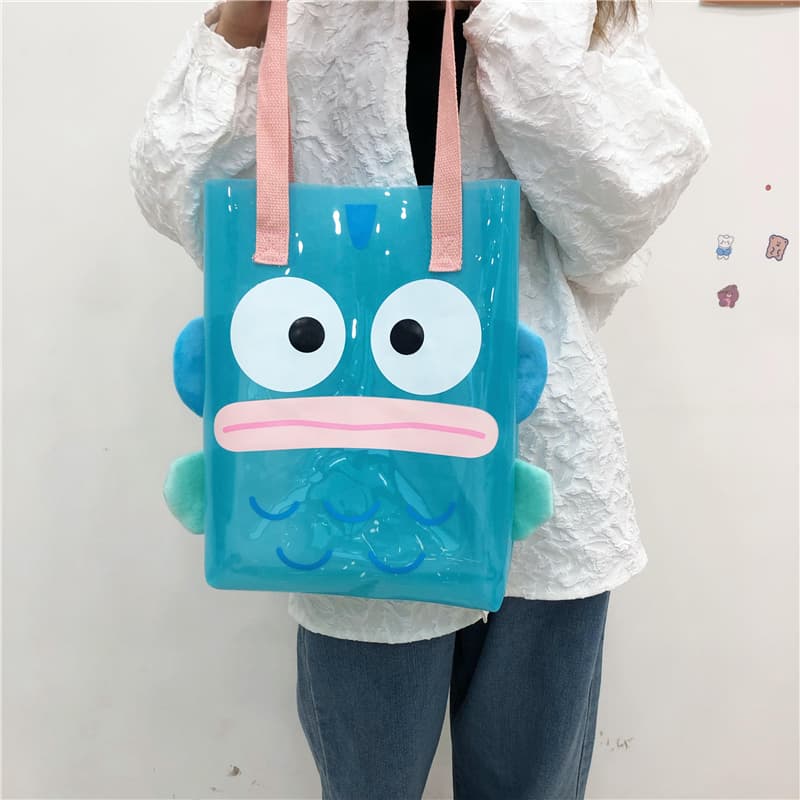 2022 New Japanese-Style Jelly Print Pvc Casual Large-Capacity Versatile Bag Cartoon Transparent Handbag Shoulder Bag