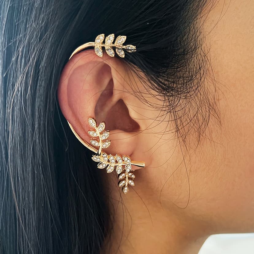 Back Hanging Auricle Pierced Earrings, Non-Pierced Ear Cuffs That Attach Behind the Ear